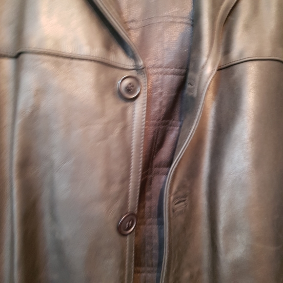 Vintage Very Heavy Leather Jacket Mid Length Men's Large - Picture 9 of 14